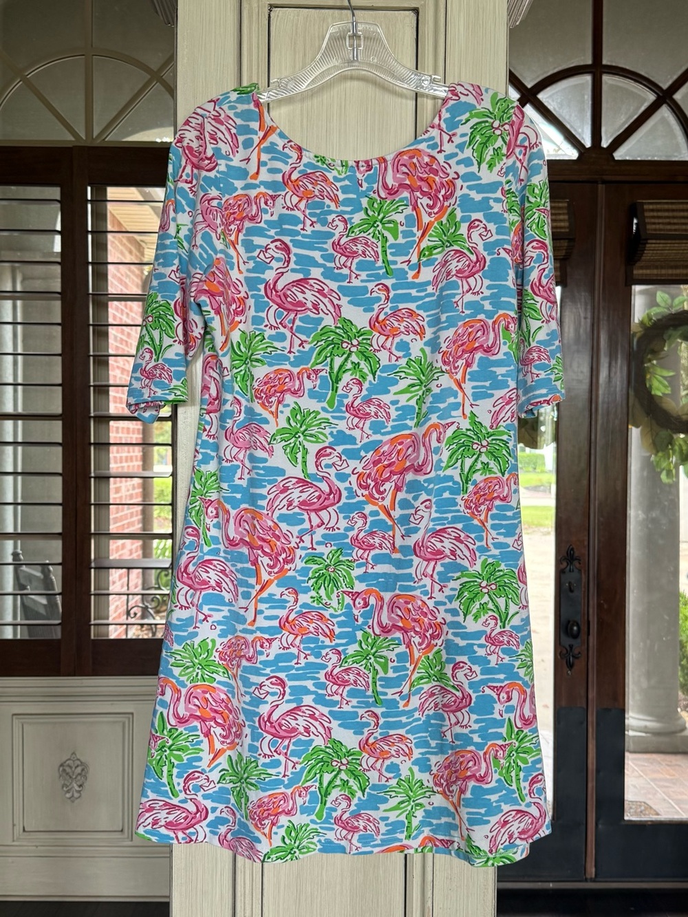 Barbara Gerwit Women’s Flamingo Print Shift Dress size L